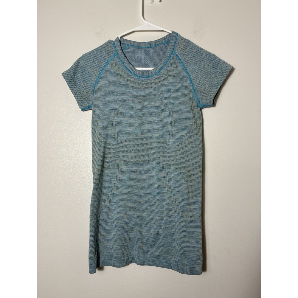 Lululemon Swiftly Short Sleeve Top Sz 2 Blue Athletic Casual